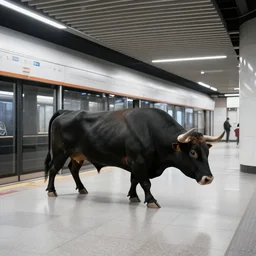 bull fight in the subway station