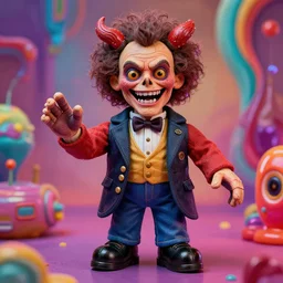 the world's richest man is a ventriloquist dummy from hell, psychedelic trip, trending on artstation, photorealism, vibrant colors