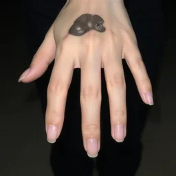 faceless person with long fingers looking at the camera at night