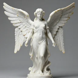 a statue made of white marble with gold veins, of an beautiful gorgeous angel girl with huge wings, full body shot, perfect symmetrical body, perfect symmetrical face, no eyes, hyper realistic, hyper detailed, fujicolor superia 1 6 0 0 photo, by peter kemp, by monia merlo, by michelangelo octane render, blender, 8 k