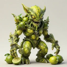 lovecraftian eldritch monster made of limes by johfra bosschart. 8 k intricate details hypermaximalist 2 d