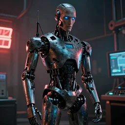 film still of robot in blade runner 2 0 4 9, cinematic, moody, gritty neon noir by emmanuel lubezki