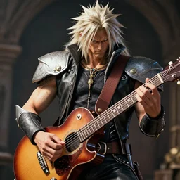 ganondorf playing the guitar. intricate details. high resolution.
