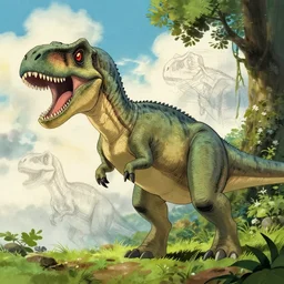 anime key visual of jurassic park, dinosaur drawing, hd, studio ghibli