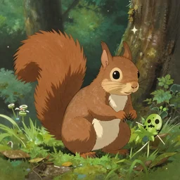 award winning studio ghibli concept matt painting rendering masterpiece of a squirrel, trending on artstation