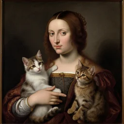 Renaissance painting portrait of kittens