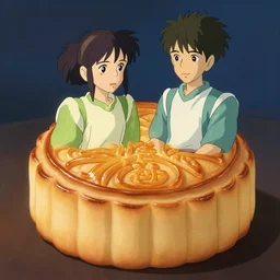 the moon cake, digital art, illustrations, by makoto shinkai and studio ghibli