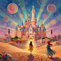 photo of dune bioillumination ray tracing hdr in matte painting whimsical fairy wonderland vibrant colors candyland wonderland gouache swirls detailed by beatrix potter daniela uhlig and jamie hewlett : 1 median photoshop face filter : 2 0 sweet joy harmony color scheme : 2