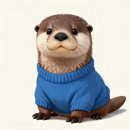 anthropomorphic furry otter with brown fur wearing a blue sweater commission, by wlop, casual, digital painting