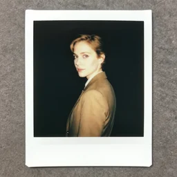 polaroid of clara oswald looking over her shoulder, color 3 5 mm