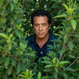 danny trejo hiding in the bushes, high definition image