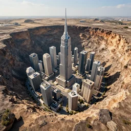 postmodern city inside giant crater