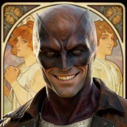 close up portrait, smiling nightcrawler, alphonse mucha, rhads, ross tran, artstation, artgerm, octane render, 1 6 k