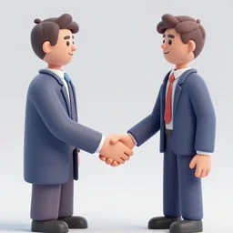 a highly detailed 3 d illustration of two standing men shaking hands