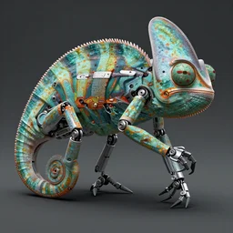 mechanical chameleon, robot, detailed, unreal engine, render 1 2 3 4 5