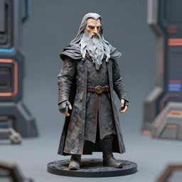 picture of gandalf the gray in a cyberpunk universe, paper - mache