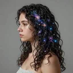 “Presence and reality itself, depicted as a woman with locks of hair. The locks of hair are made out of galaxies and nebulae. By zdzisław beksiński, 4k hyperrealistic being beyond comprehension”