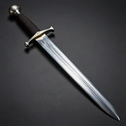 a medieval longsword made of damascus steel