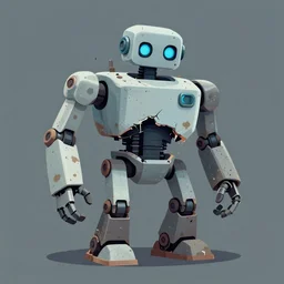 broken dirty robot grime dusty vector art 4 k