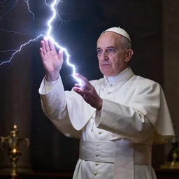pope projecting force lightning form his hands