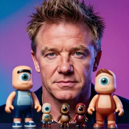 gordon ramsay versus neil patrick harris, focused, mugshots, photoshoot, sharp details, face photo, face details sharp, by donato giancola and greg rutkowski and wayne barlow and zdzisław beksinski, eyeballs, product photography, action figure, sofubi, studio lighting, colored gels, colored background,