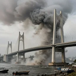 nelson mandela bridge, pollution, air pollution, post modern, award winning on artstation, trending on deviantart, high detail, photo - realistic, high definiton, ultra realistic, hyper realistic, 4 k uhd