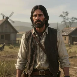 Film still of Jesus, from Red Dead Redemption 2 (2018 video game)