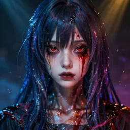 photorealistic scary dramatic liquids anime girl render, detailed face, colorful, atmosphere cinematic, by wlop, by ilyu kuvshinov, soft shadows, be concept art, super detailed, unreal engine 5, octane render, vfx, houdini, 8 k, super realistic, ufotable studio art style, global illumination, trending in pixiv, dramatic color, ray tracing, god rays, japanese light novel cover