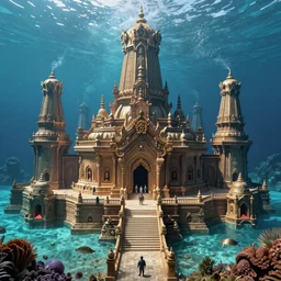 highly detailed Atlantis underwater temple