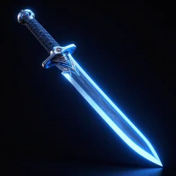 a hyperrealistic render of a neon blade, futuristic, dramatic blue lighting, black background