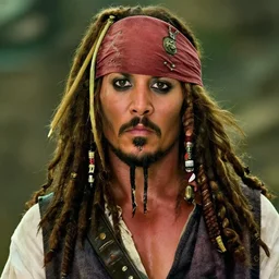 Film still close-up shot of Dwayne Johnson as Captain Jack Sparrow from the movie Pirates of the Caribbean. Photographic, photography