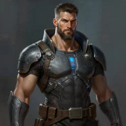 « a portrait of a muscular cyberpunk male warrior, short beard, a digital painting by charlie bowater, featured on cgsociety, fantasy art, behance hd, wiccan, artstation hd »