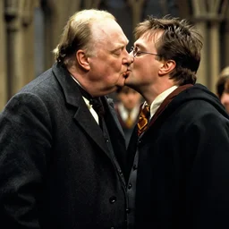Winston Churchill and Harry Potter kissing