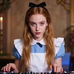 realistic photograph of pretty girl, lighting alice in wonderland, dj sura face, artgerm, ilya