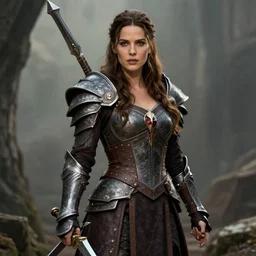 kate beckinsale as dnd warlock or paladin or thief, female, by ethan van sciver