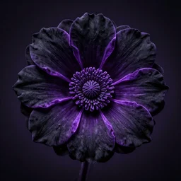 Deep imprint flower core, our ouroborous devours it's tail by Rick Baker, black, neon purple, Hyperreal, Photographed in the Style of Annie Leibovitz, Studio Lighting