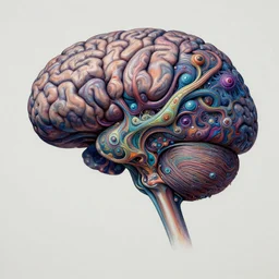 a computer generated image of a human brain, a detailed painting by james jean, featured on zbrush central, psychedelic art, lovecraftian, biomorphic, intricate