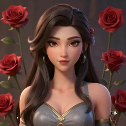 a elegant and beautifual girl as a league of legends character, rose everywhere, chic fashion gray dress, symmetric face,, close up shot, masterpiece, cg animation, riot enterainment, arcane, realistic, hyper detailed, hyper detailed face, character select portrait, 3 d, by artgerm, rossdraws, ilya kuvshinov, loish