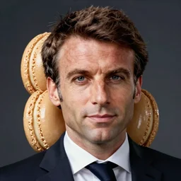 emmanuel macron as a macaroon hybrid, human macaroon hybrid, photo realistic, octane render