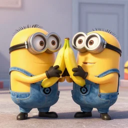 bananas in pyjamas fighting gru from despicable me, high resolution