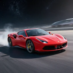 a red Ferrari in the space