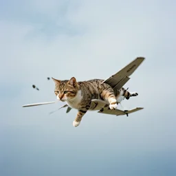 cat flying an aircraft , 35mm,