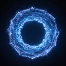 mystical hexagonal portal in the night sky, made out of pure energy, hyperrealistic, photography
