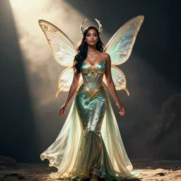Jameela Jamil dressed as Titania, epic, dramatic light, volumetric light, sharp focus, antgerm, WLOP