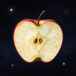 planet in space shape of apple core