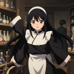 anime visual, portrait of a young female priestess in a alchemist's potion shop interior, cute face by katsura masakazu and yoh yoshinari,, cinematic luts, genshin impact, dynamic pose, dynamic perspective, strong silhouette, anime cels, ilya kuvshinov, cel shaded, crisp and sharp, rounded eyes, moody
