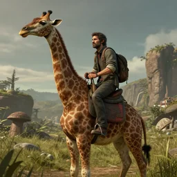 the last of us part ii / portal 2 / nia long riding an atomic giraffe