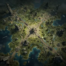 top view, apocalyptic fantasfy map, 4k HD, trending on artstation, hyper detailed