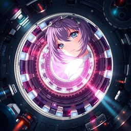 brutal illustration of 1 anime girl being consumed by an endless spiral of gears and industrial lights, decimated by the machine, beautiful upper body shot, pretty!! face!!! and eyes!!! by haruko ichikawa, scenic high - tech environment, bloom effect, lens flares, pixiv contest winner, eastern style