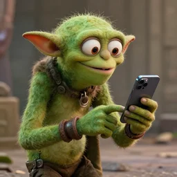 Gollum sending a sms with his iphone, realistic